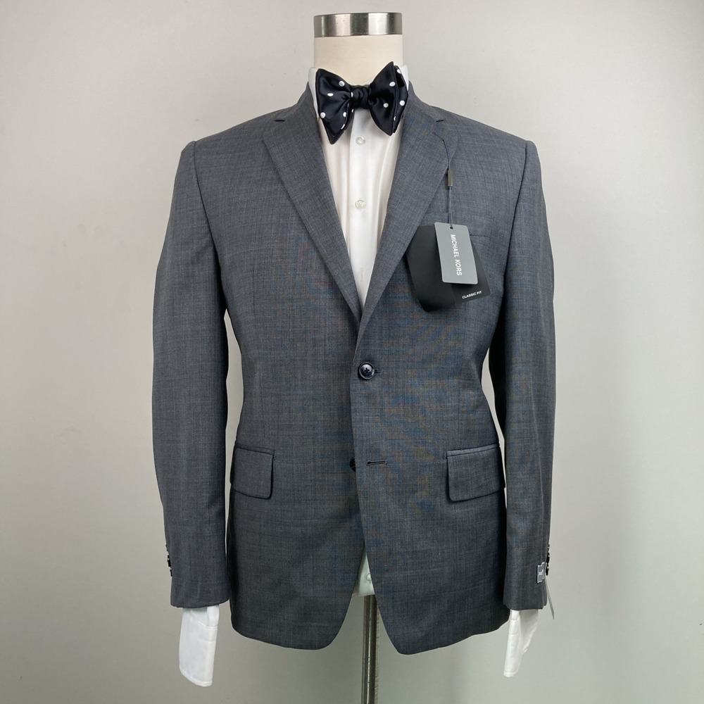 Michael Kors Mens Classic Fit Blazer Sport Coat Jacket Wool Blend Grey 40S